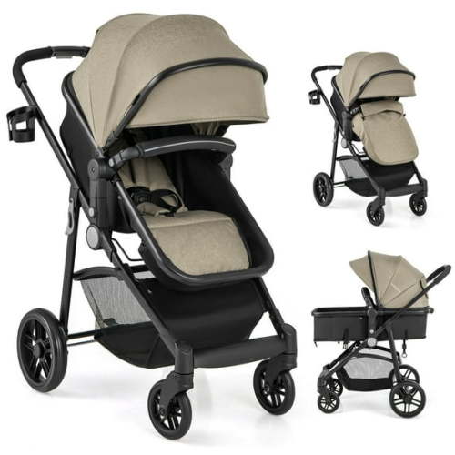 Babyjoy 2 in 1 Foldable Baby Stroller Kids Travel Newborn Infant Buggy Pushchair 22 lbs Coffee