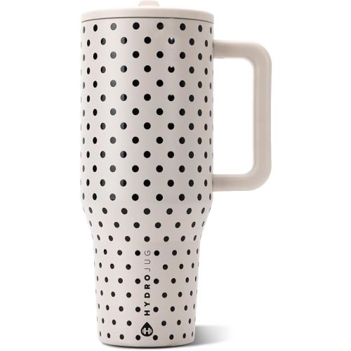 HydroJug Polka Dot Traveler 40oz, Insulated Tumbler, French Vanilla