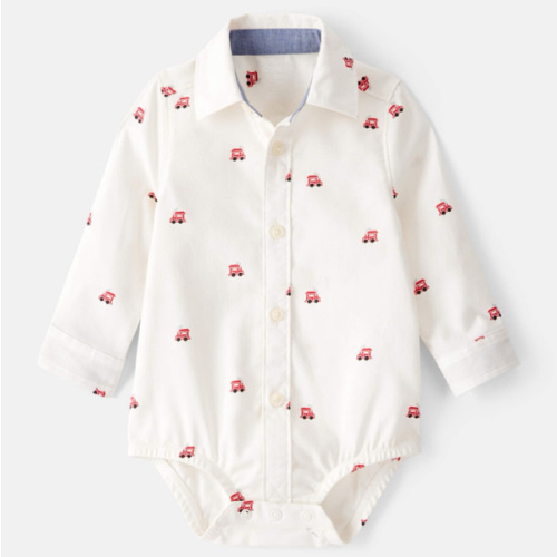 Baby Poplin Plaid Button-Front Long-Sleeve Bodysuit - OshKosh | Carter's