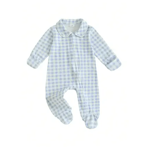 Newborn Baby Boy Romper Coming Home Outfit Infant Long Sleeve One Piece Jumpsuit Fall Winter Clothes Doll Collar Long Sleeve Zipper | SHEIN USA