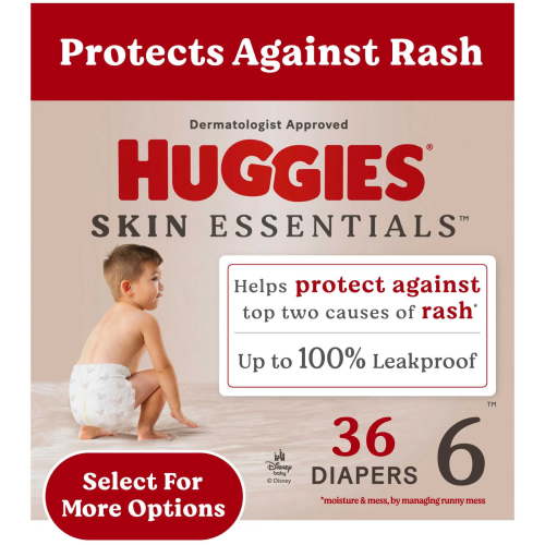 Huggies Skin Essentials Baby Diapers for Sensitive Skin, Size 6 (35+lbs), 36 Ct (Select for More)