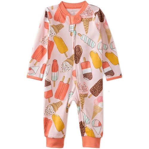 Butterblu Shadow Sleep & Play 100% Organic Cotton Footless Zip Front Sleeper Pajamas for Newborn Baby Girls, Boys, Unisex, The Scoop, 6-9 Months