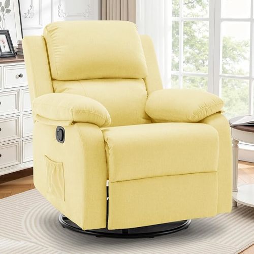 Korser Recliner Chair, 360 Swivel Rocker Chair for Adults, Small Rocking Recliner for Small Spaces, Upholstered Fabric Glider Recliner Nursery