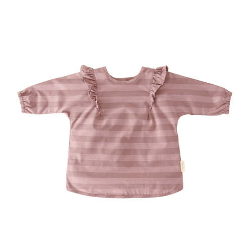 Water Repellent Ruffle Baby Smock - Thistle Stripe
