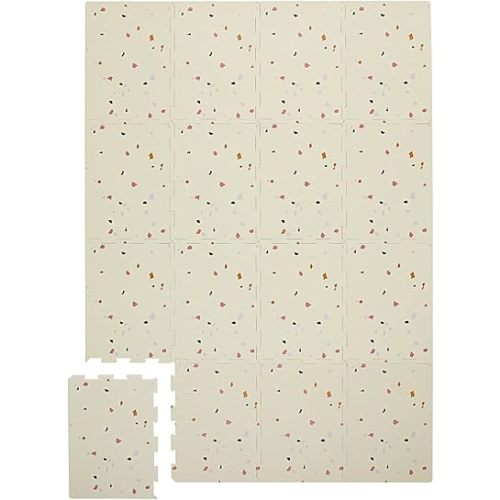 3 Sprouts Baby Foam Play Mat - Soft Foam Floor Tiles for Kids with Interlocking Puzzle Mats for Toddler Playroom - Safe 100% EVA Pads, Non-Toxic Waterproof Playmat - Terrazzo Cream