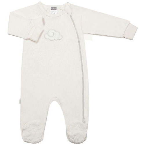 Kushies Baby Classic Cotton Side Zip Sleeper (Preemie, ECRU Cloud)