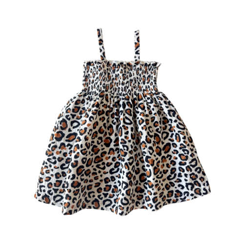 Leopard / Muslin Smocked Tube Dress