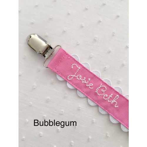 Ric Rac Monogrammed Pacifier Clip Holder Embroidered Name