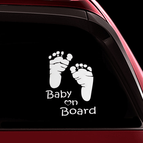 TOTOMO Baby on Board Sticker for Cars Funny Cute Safety Caution Decal Sign for Car Window and Bumper No Need for Magnet or Suction Cup - Footprint