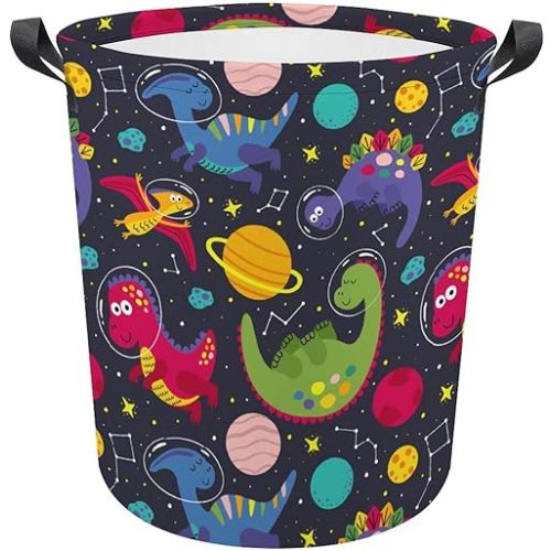 Space Dinosaur Laundry Basket Dinosaur Decor Boys Hamper Clothes Hamper Toy Storage Bin for Kids Bedroom Bathroom