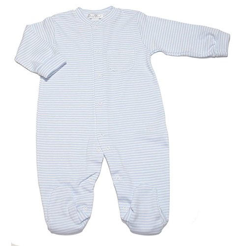 Unisex-Baby Stripes Footie - Newborn - White With Blue