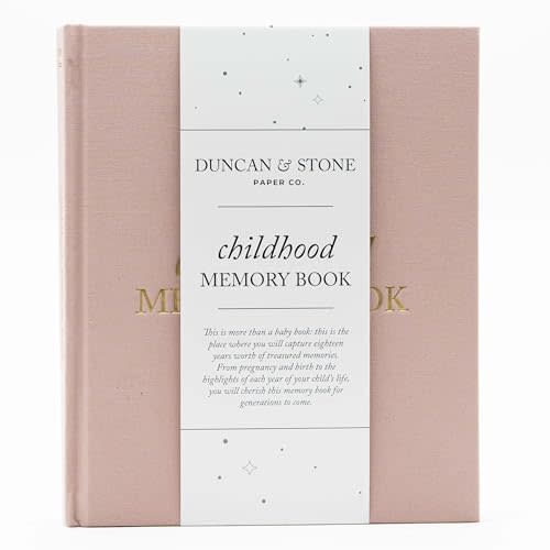 Childhood Memory Book - Elegant Child Memory Book from Pregnancy to Age 18 W/Prompts, Space for Photos & More - Baby Journal (175 Pages, Dusty Rose)