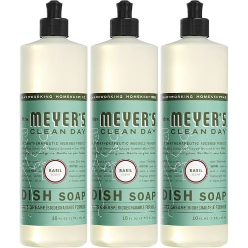 MRS. MEYER'S CLEAN DAY Liquid Dish Soap, Basil, 16 fl. oz - Pack of 3