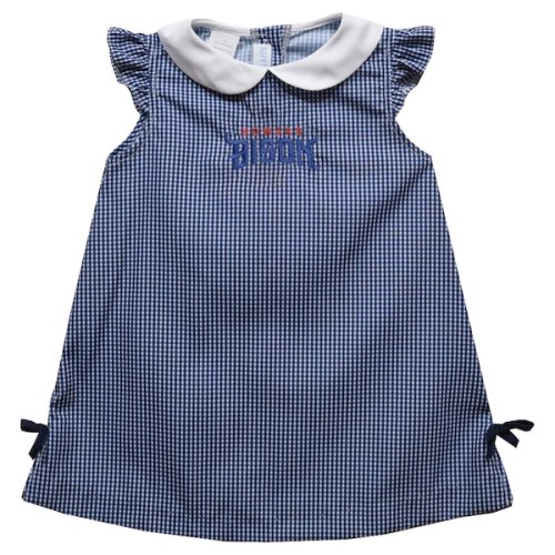 Howard Bison Vive La Fete Infant Girls Mini Check Pattern A-Line Dress - Navy