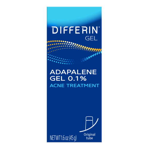 Differin Acne Treatment Gel, Retinoid Treatment for Face with 0.1% Adapalene, Gentle Skin Care for Acne Prone Sensitive Skin, 1.6 OZ