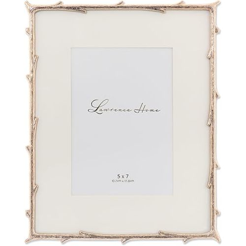 Lawrence Frames Metal Frame, Branch Design, Gold, 8x10, Matted 5x7