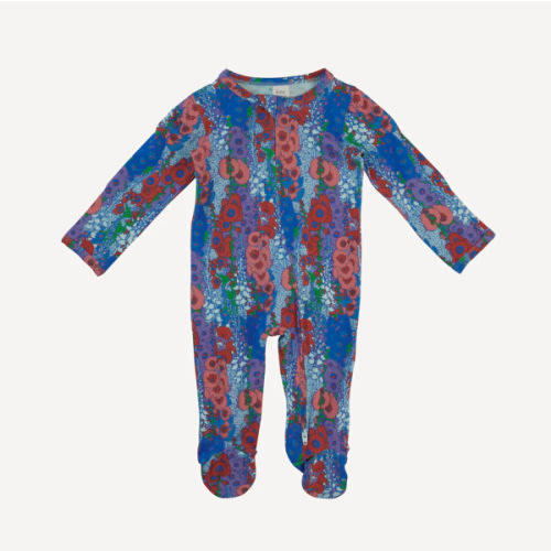 long sleeve two way zipper footie | vivid hollyhocks | bamboo – kate quinn