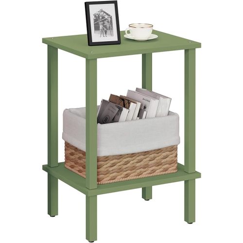 TUTOTAK End Table, Side Table, Nightstand, 2-Tier Storage Shelf, Sofa Side Table for Small Space, Living Room, Bed Room Olive Green TB01BOG034