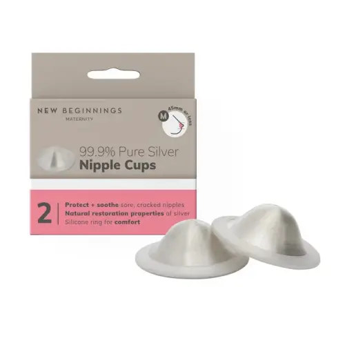 New Beginnings Silver Nursing Cups (M) | Baby Bunting AU