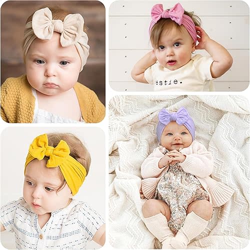 CÉLLOT Super Stretchy Soft Knot Headbands with Hair Bows Head Wrap Hair Accessories For Newborn Baby Girls Infant Toddlers Kids