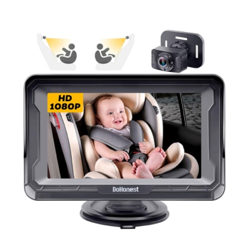 DoHonest Baby Car Camera HD 1080P - Rear-Facing Car Baby Monitor with Night Vision, Adjustable View Angle, Easy Setup, Anti-Glare Display, Safety for Kids & Infants