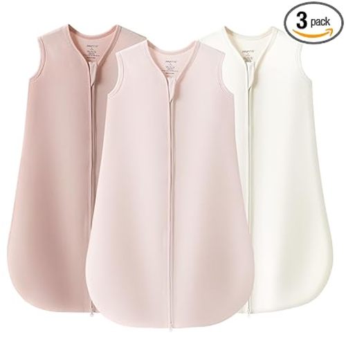 JELLYMONI Baby Sleep Sack 6-12 Months 100% Cotton Wearable Blanket, 0.5 TOG Soft Lightweight Toddler Sleeping Sack 3 Pack 2-Way Zipper Newborn Sleep Sacks