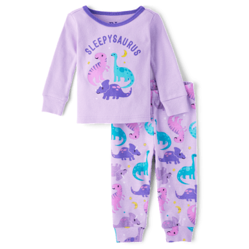 Baby And Toddler Girls Sleepysaurus Pajamas - Purple