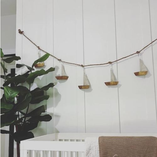 Wooden Sailboat Garland. Nautical Home Decor. Handmade Nursery Nautical Decor. Lake Home Decor Coastal Garland. Sailing Decor. Nautical gift