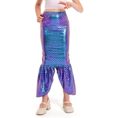 color cosplayer Girls Sparkle Little Mermaid Fish Tail Skirt Dress Up Costume Birthday Beach Party Clothes
