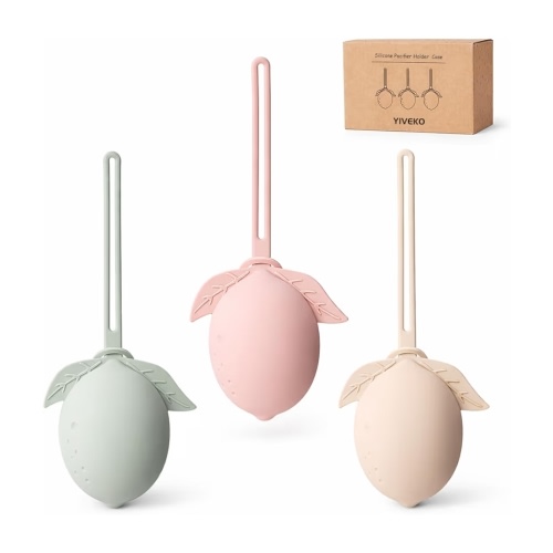 Silicone Pacifier Holder Case Binky Holder Silicone Pacifier Case for Boys Girls Portable Paci Pouch for Newborns 3 Pack-Ivory+Sage+Blush
