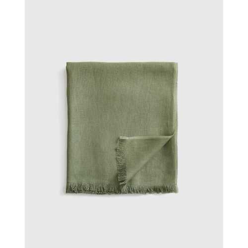 Lightweight European Linen Throw in Olive Meadow