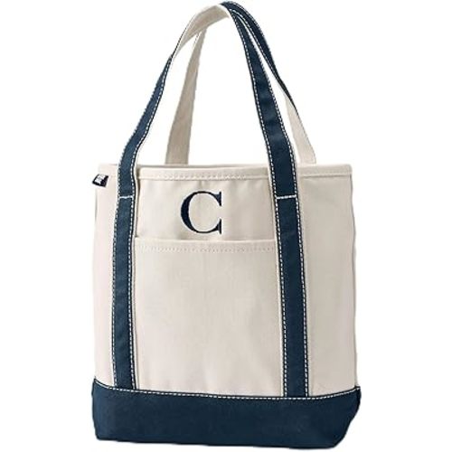 Lands' End Pre-Monogrammed Letter Canvas Tote Bag