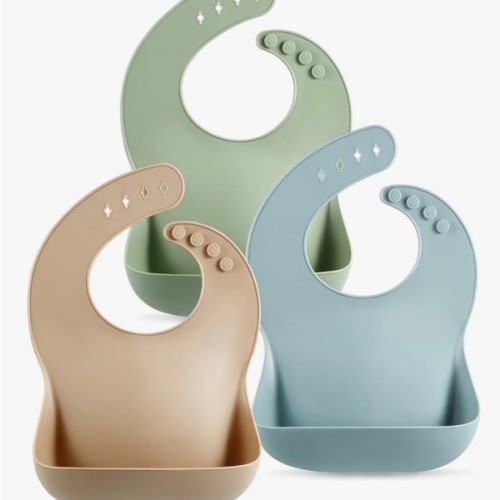 PandaEar Set of 3 Silicone Baby Bibs Waterproof, Soft, Unisex, 10-72 Months