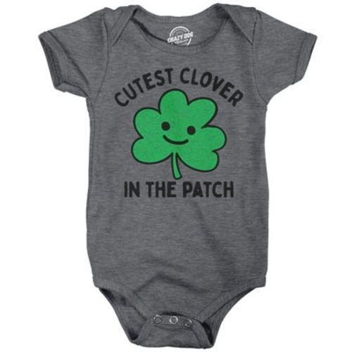 Cutest Clover In The Patch Baby Bodysuit Funny Sarcastic St Patricks Day Jumper for Infants - Crazy Dog Baby Bodysuit for Saint Patrick's Day Dark