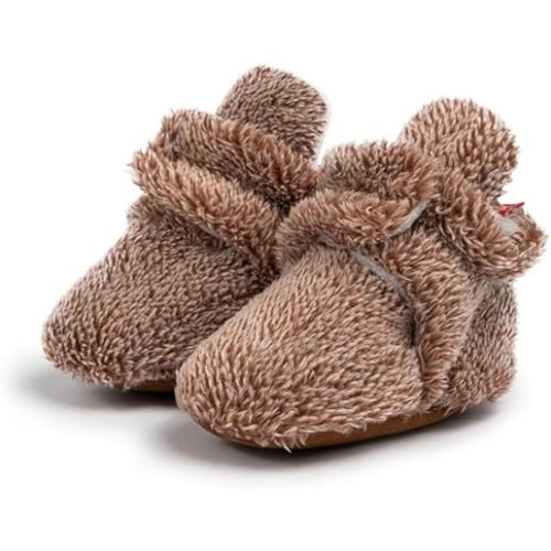 Sawimlgy Newborn Infant Baby Girl Boy Cotton Booties Stay On Sock Slippers Soft Bedroom Shoes Non-Skid Ankle Boots With Grippers Toddler Crib Warm Shoe First Walker Birthday Shower