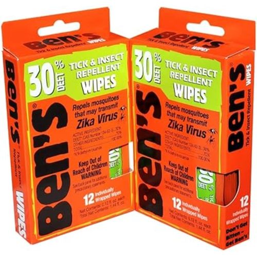 Ben's 30 Deet Mosquito Tick Insect & Bug Repellent Field Wipes - 24 Pack