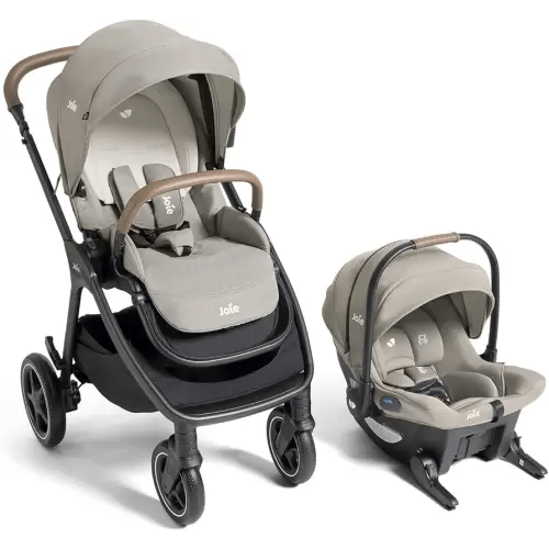 Joie Kava 3-in-1 Stroller and Mint Latch Car Seat Travel System with Reversible Seat, All-Wheel Suspension, and Flex in-Seat Comfort (Dove)