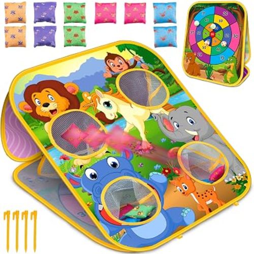 Bean Bag Toss Game for Kids - Cornhole Board Outdoor Toys for Toddlers -Party Activities Carnival Outside Yard Backyard Beach Lawn Games Toy for Kid Boys Girls Age 3 4 5 6 7 8 Year Old Birthday Gifts
