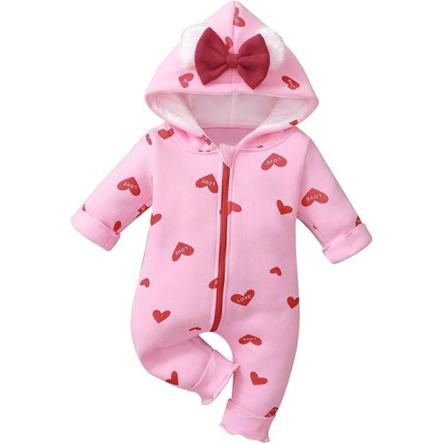 Grenouillère pour nouveau-né avec capuche - Manteau d'hiver chaud - Combinaison en une pièce avec ours dessin animé pour filles et garçons