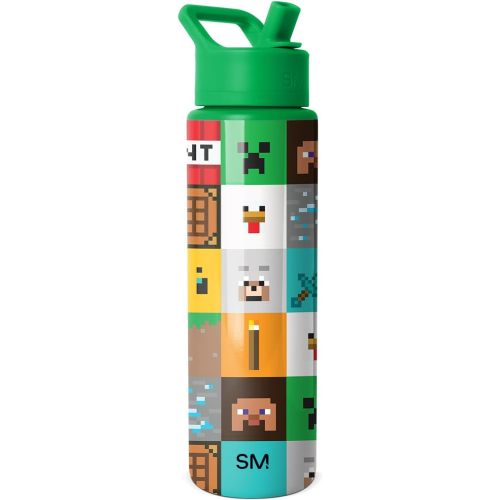 Simple Modern Summit Water Bottle with Straw Lid | Minecraft 30oz Leak Proof Stainless Steel Insulated Cup | Gifts for Men | Minecraft Mashup