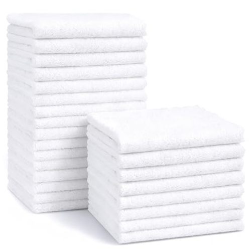 HOMEXCEL Baby Washcloths 20 Pack-Microfiber Coral Fleece Baby Bath Face Towel 11 x 11 Inch Extra Absorbent Soft Burp Cloth and Wash Cloths for Newborn-Infants and Toddlers,White