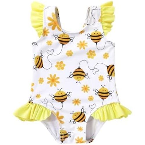 YOUNGER TREE Toddler Baby Girls Swimsuit Infant One Piece Bathing Suits Cute Dinosaur Beach Wear Sunsuit Ruffle Swimwear