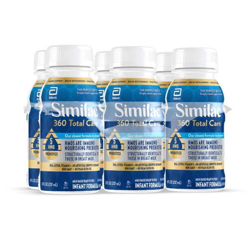 Similac Baby Formula Ready-to-Feed 8oz Bottle Pack of 6 with 5 HMOs for Immune and Digestive Support