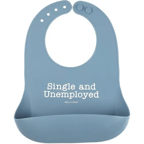 Baby Bib for Eating by Bella Tunno, Waterproof Silicone Bib with Large Food Catcher, Adjustable Fit for Babies 4-12 months & Toddlers 1-3 Years, Boys & Girls, Single and Unemployed