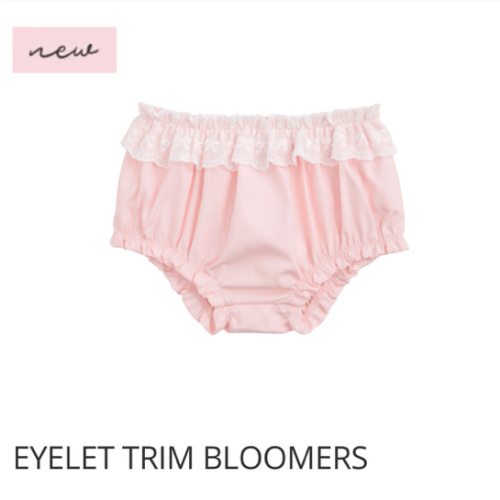 Pink Eyelet Trim Bloomers | Cotton Poplin Bloomers for 3-6M | Mud Pie