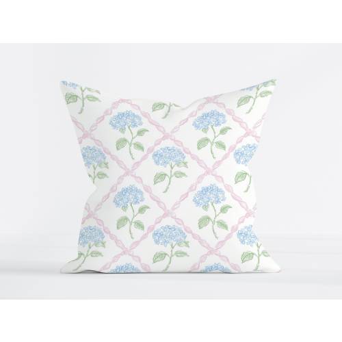 Pink and Blue Pillow for Toddler Girl Bedroom Decor Baby Girl Nursery Decor Grandmillennial Throw Pillow Hydrangea Pillow Pink Throw Pillow
