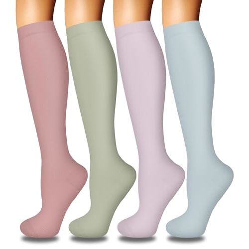 4 Pairs Compression Socks for Women Circulation-Best Support for Nurses,Running,Athletic,Travel