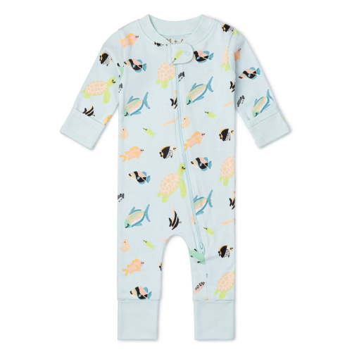 M+A by Monica + Andy Organic Cotton Gender Neutral Long Sleeve Baby One-Piece Pajama, Sizes Newborn - 24 Months