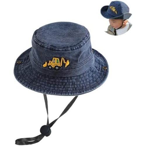 Excavator Toddler Baby Bucket Hats for Kids UV Protection Beach Hat Kids Camping Fishing Hat for Boy 2-8 Years