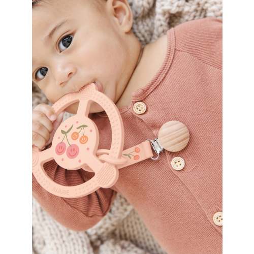 JuJuBe x Studio Oh! Silicone Teether Ring & Detachable Clip - Cherry Cute by Doodle By Meg
